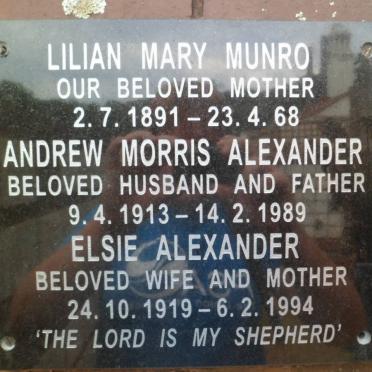 ALEXANDER Andrew Morris 1913-1989 &amp; Elsie 1919-1994 :: WARD Lilian Mary 1891-??68