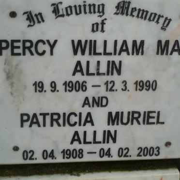 ALLIN Percy William May 1906-1990 &amp; Patricia Muriel 1908-2003