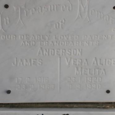 ANERSON James 1916-1983 &amp; Vera Alice Melita 1920-1990