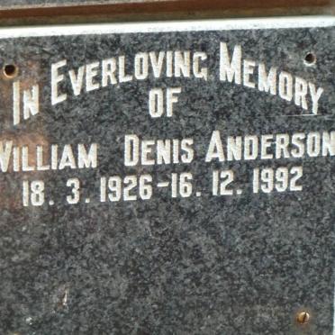 ANDERSON William Denis 1926-1992