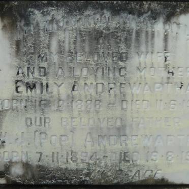 ANDREWARTHA W.J. 1894-1975 &amp; Emily 1898-1973
