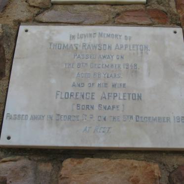 APPLETON Thomas Rawson -1948 &amp; Florence SNAPE -1962