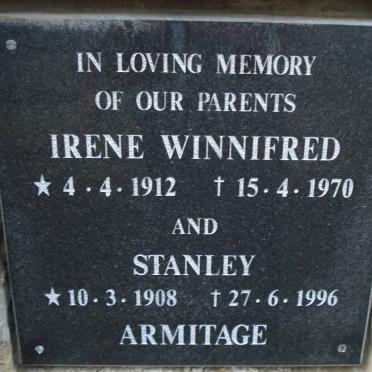 ARMITAGE Stanley 1908-1996 &amp; Irene Winnifred 1912-1970