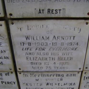ARNOTT William 1903-1974 &amp; Elizabeth Helen -1975