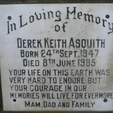 ASQUITH Derek Keith 1947-1985