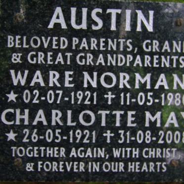 AUSTIN Ware Norman 1921-1980 &amp; Charlotte May 1921-2008