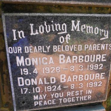 BARBOURE Donald 1924-1992 &amp; Monica 1928-1992