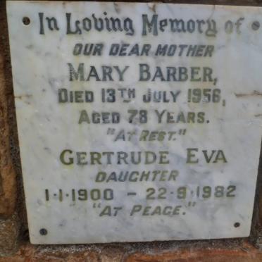 BARBER Mary -1956 :: BARBER Gertrude Eva 1900-1982