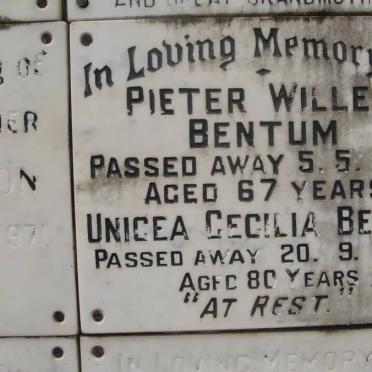 BENTUM Pieter Willem -1972 &amp; Unicea Cecilia -1988