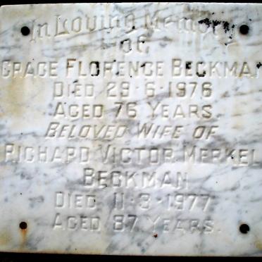 BECKMAN Richard Victor Merkel -1977 &amp; Grace Florence -1976