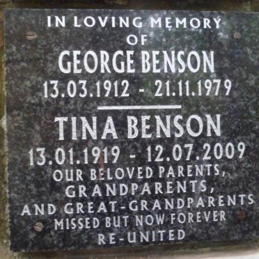 BENSON George 1912-1979 &amp; Tina 1919-2009