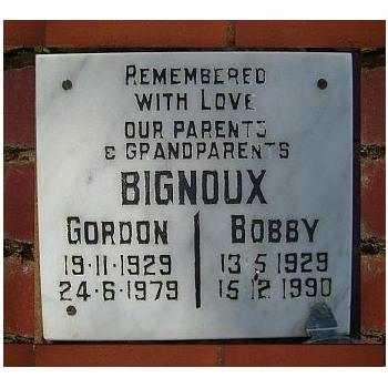BIGNOUX Gordon 1929-1979 &amp; Bobby 1929-1990