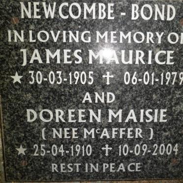 BOND James Maurice, NEWCOMBE 1905-1979 &amp; Doreen Maisie McAFFER 1910-2004