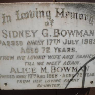 BOWMAN Sidney G. -1965 &amp; Alice M. -1966