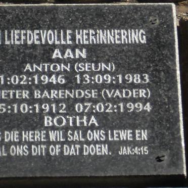 BOTHA Anton 1946-1983 :: BOTHA Pieter Barendse 1912-1994