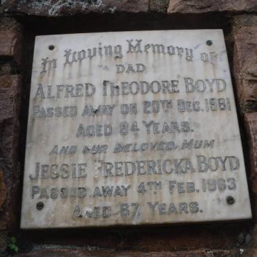 BOYD Alfred Theodore -1961 &amp; Jessie Fredericka -1963