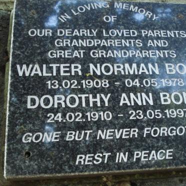 BONE Walter Norman 1908-1978 &amp; Dorothy Ann 1910-1997