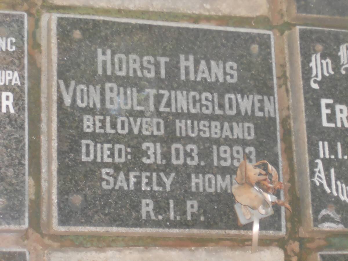 BULTZINGSLOWEN Horst Hans, von -1993