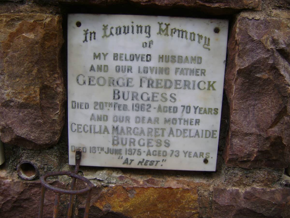 BURGESS George Frederick -1962 &amp; Cecilia Margaret Adelaide -1975