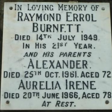 BURNETT Alexander -1961 &amp; Aurelia Irene -1966 :: BURNETT Raymond Errol -1949