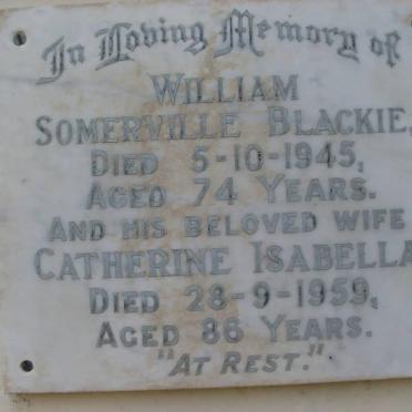 BLACKIE William Somerville -1945 &amp; Catherine Isabella -1959