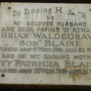 BLAINE Brian Waldegrave -1961 &amp; Ivy Patricia -1961