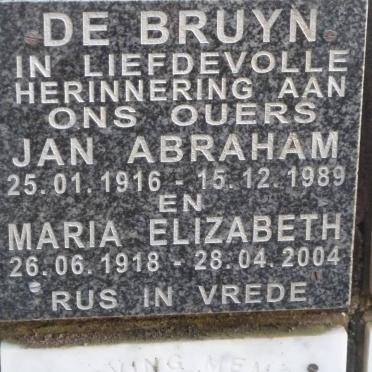 BRUYN Jan Abraham, de 1916-1989 &amp; Maria Elizabeth 1918-2004