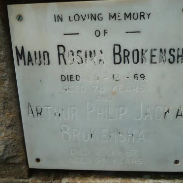 BROKENSHA Arthur Philip Jacka -1987 &amp; Maud Rosina -1969