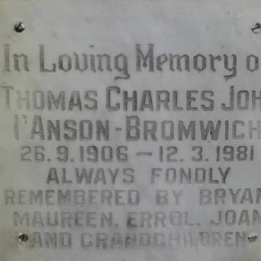 BROMWICH Thomas Charles John, I'ANSON 1906-1981