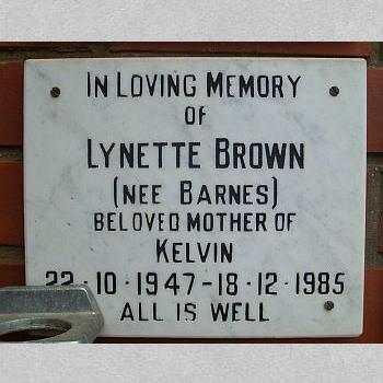 BROWN Lynette nee BARNES 1947-1985