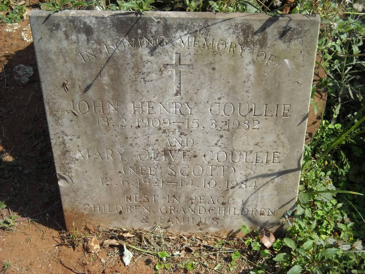 COULLIE John Henry 1909-1982 &amp; Mary Olive SCOTT 1921-1984