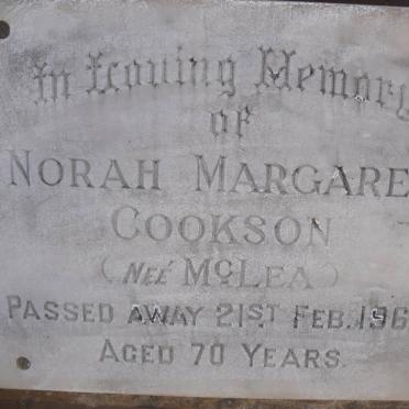 COOKSON Norah Margaret nee McLea -1965