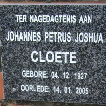 CLOETE Johannes Petrus Joshua 1927-2005