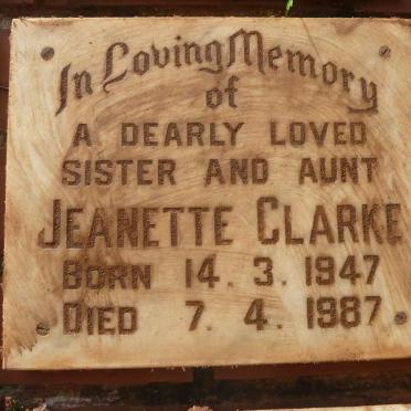 CLARKE Jeanette 1947-1987