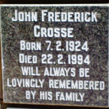 CROSSE John Frederick 1924-1994