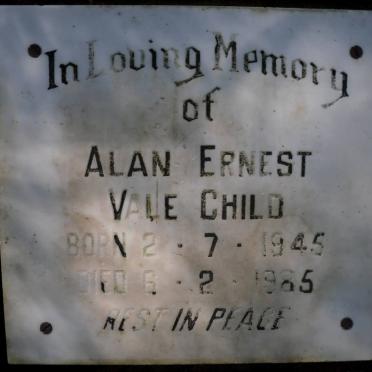CHILD Alan Ernest Vale 1945-1985