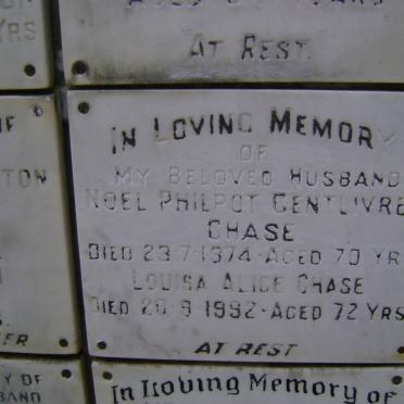 CHASE Noel Philpot Centlivres -1974 &amp; Louisa Alice -1992