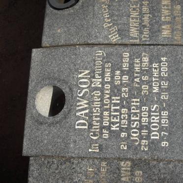 DAWSON Joseph 1909-1987 &amp; Doris 1916-2004 :: DAWSON Keith 1939-1980