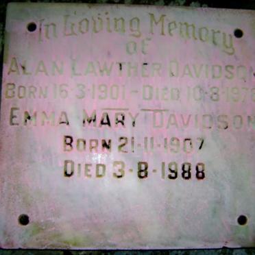 DAVIDSON Alan Lawther 1901-1978 &amp; Emma Mary 1907-1988