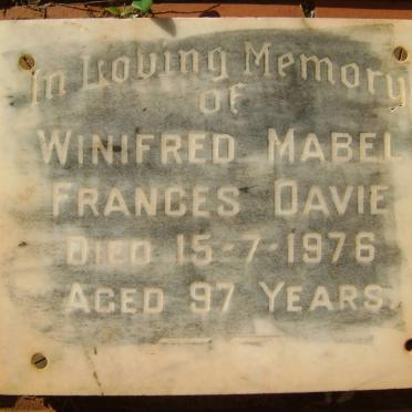 DAVIE Winifred Mabel Frances -1976