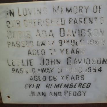 DAVIDSON Leslie John -1994 &amp; Doris Ada -1969