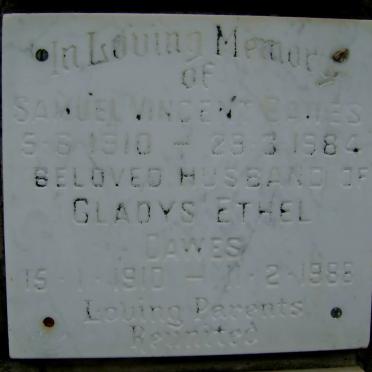 DAWES Samuel Vincent 1910-1984 &amp; Gladys Ethel 1910-1988