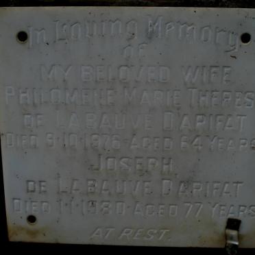 D'ARIFAT Joseph, de la Bauve -1980 &amp; Philomene Marie Therese -1976