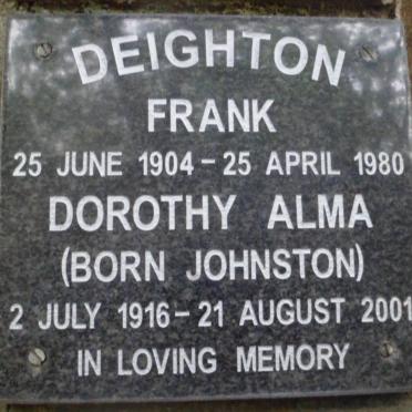 DEIGHTON Frank 1904-1980 &amp; Dorothy Alma JOHNSTON 1916-2001