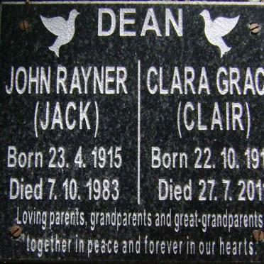 DEAN John Rayner 1915-1983 &amp; Clara Grace 1916-2011