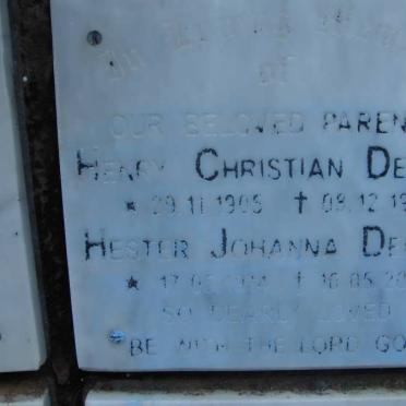 DENEYS Henry Christian 1905-1987 &amp; Hester Johanna 1914-2003
