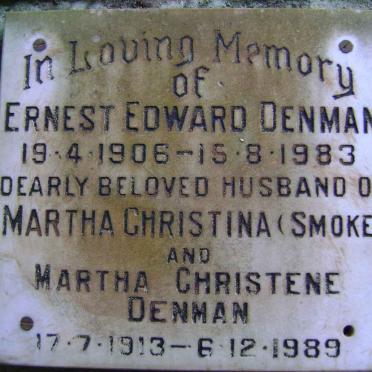 DENMAN Ernest Edward 1906-1983 &amp; Martha Christene 1913-1989