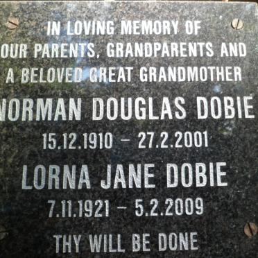 DOBIE Norman Douglas 1910-2001 &amp; Lorna Jane 1921-2009