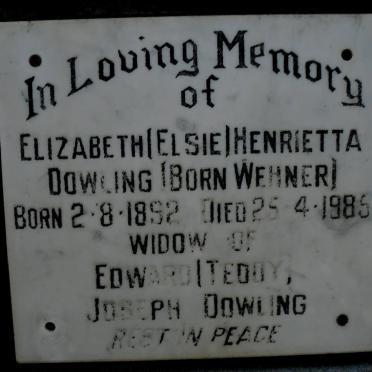 DOWLING Elizabeth Henrietta born WEHNER 1892-1985