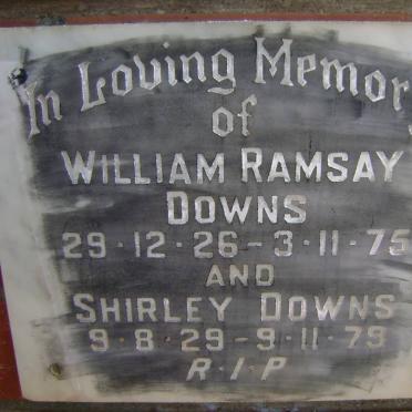 DOWNS William Ramsay 1926-1975 &amp; Shirley 1929-1979